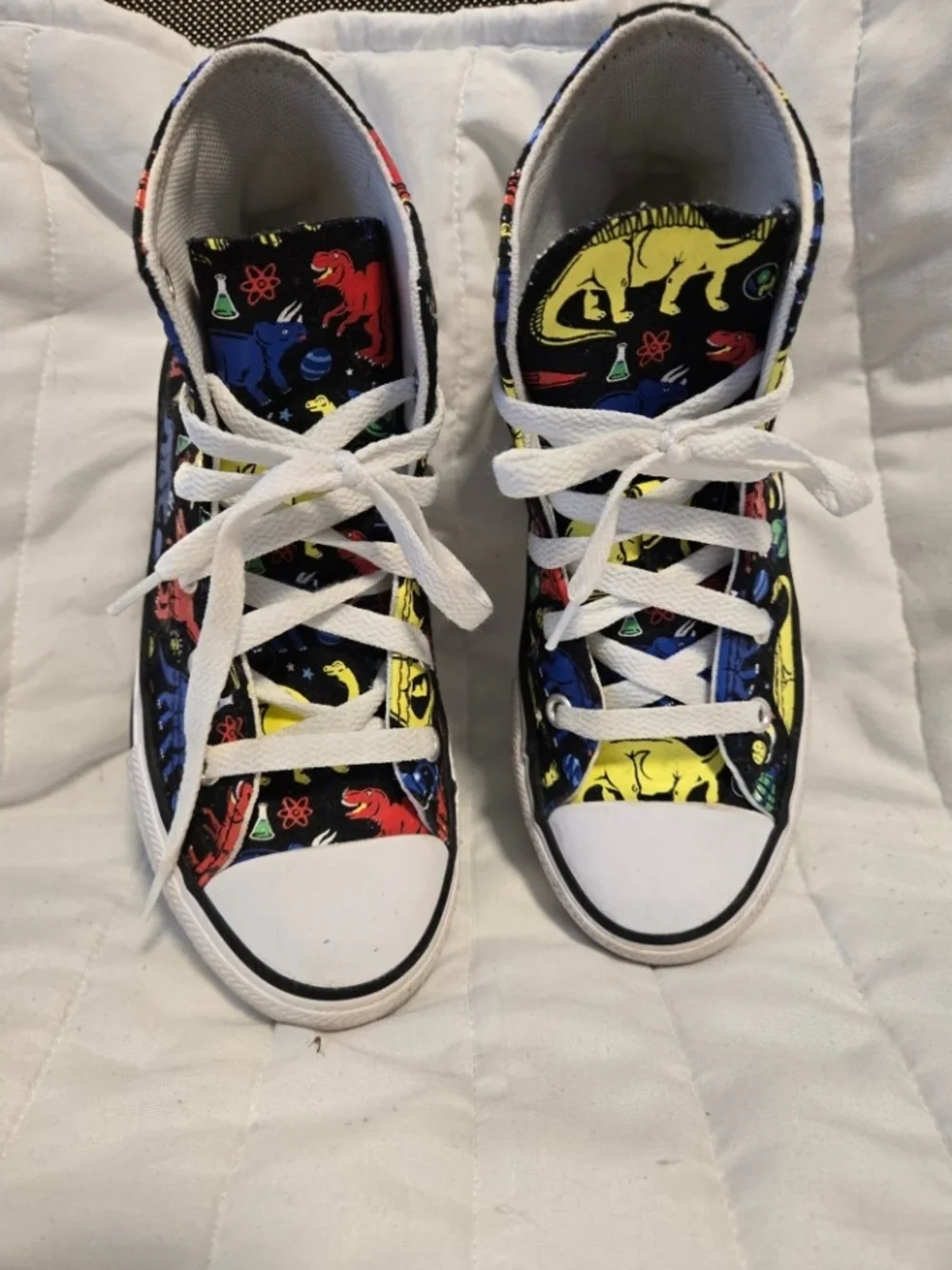 Converse Dino Class High-Top Sneakers - White Laces Size 1
